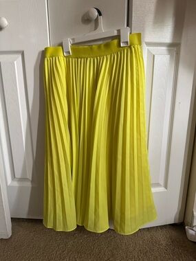 Grace Karin Bright Yellow Pleated A-Line Skirt
